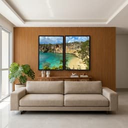 Kit Quadros Decorativos Mar Verde Com Montanhas