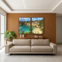 Kit Quadros Decorativos Mar Verde Com Montanhas