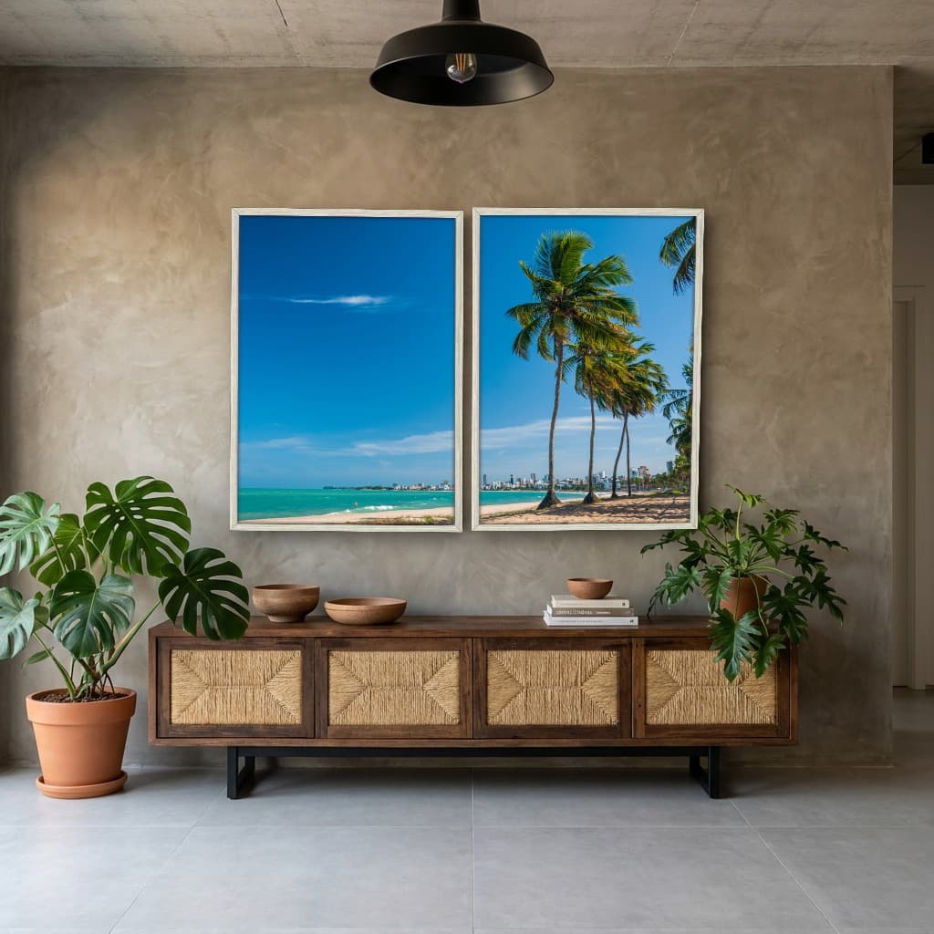 Kit Quadros Decorativos Coqueiro Na Praia
