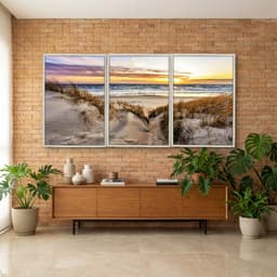 Kit Quadros Decorativos Mar Com Pôr Do Sol