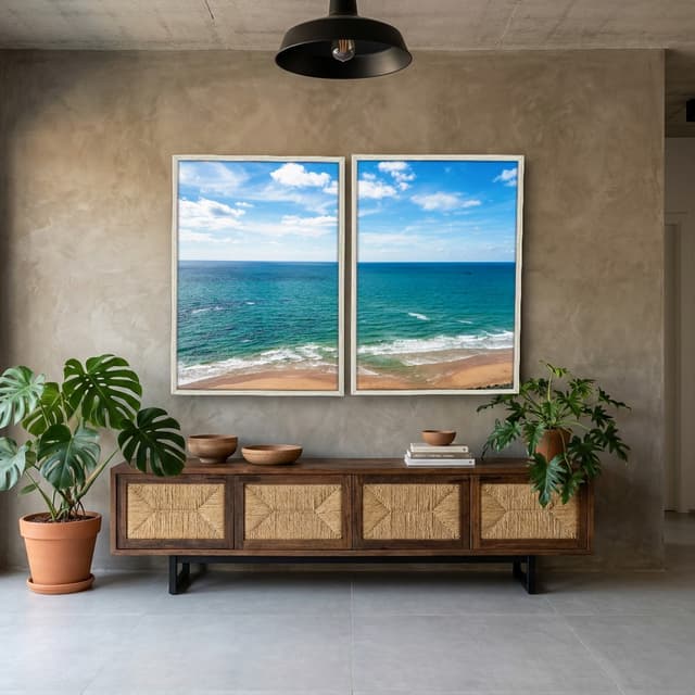 Kit Quadros Decorativos Mar Com Céu Azul