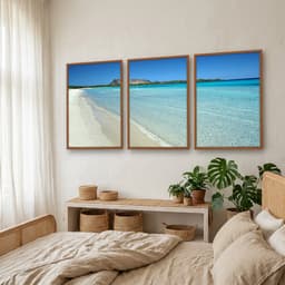 Kit Quadros Decorativos Mar Azul Com Montanha