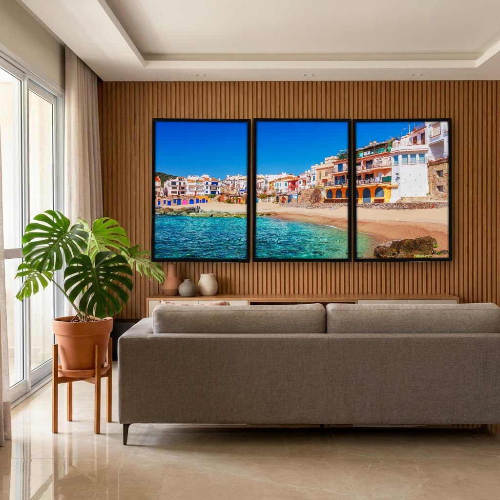 Kit Quadros Decorativos Praia Com Casas