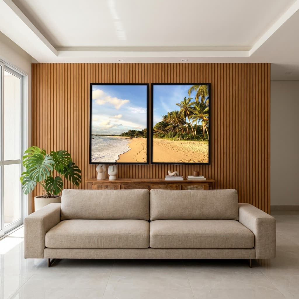 Kit Quadros Decorativos Coqueiro Na Praia
