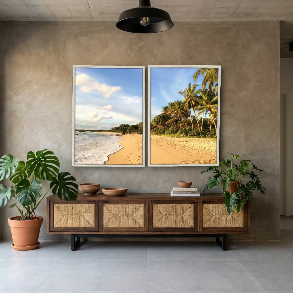 Kit Quadros Decorativos Coqueiro Na Praia