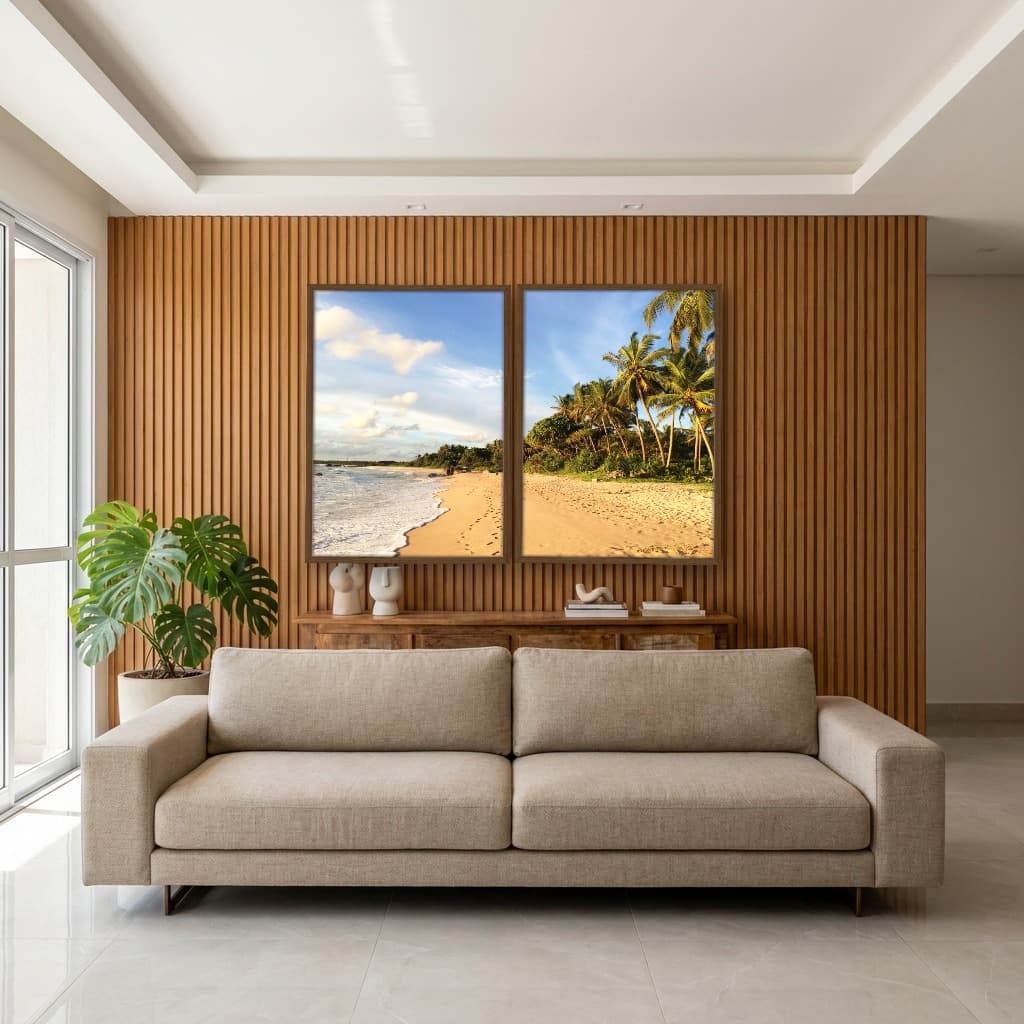 Kit Quadros Decorativos Coqueiro Na Praia