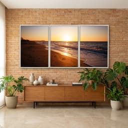Kit Quadros Decorativos Praia Com Pôr Do Sol