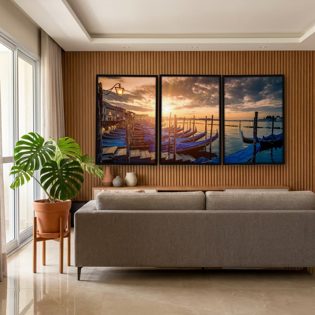 Kit Quadros Decorativos Barcos Azuis