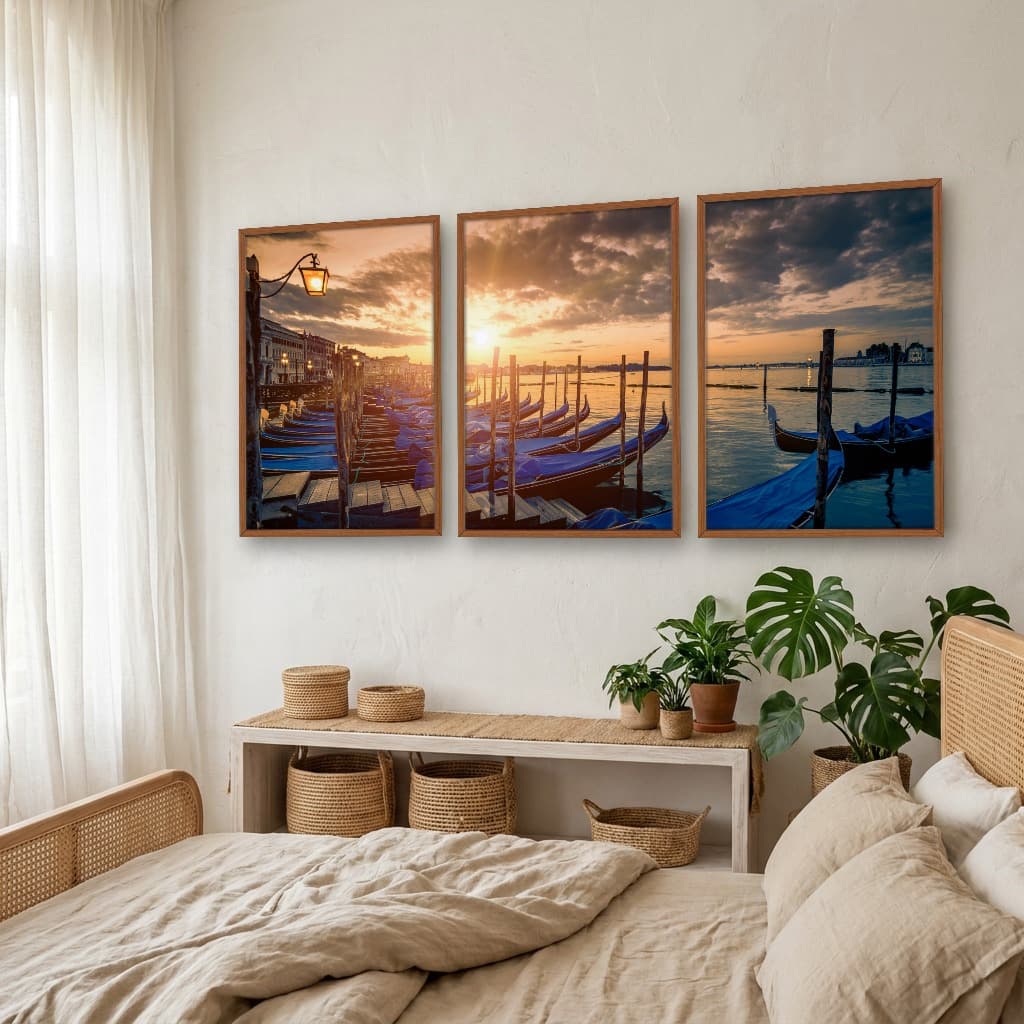 Kit Quadros Decorativos Barcos Azuis