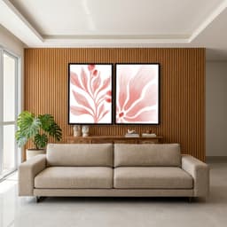 Kit Quadros Decorativos Folhas Rosa