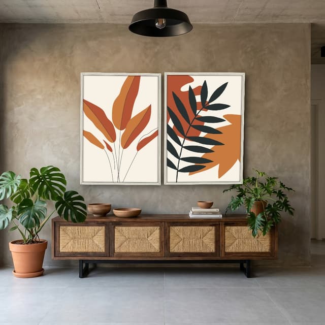 Kit Quadros Decorativos Planta Abstrata