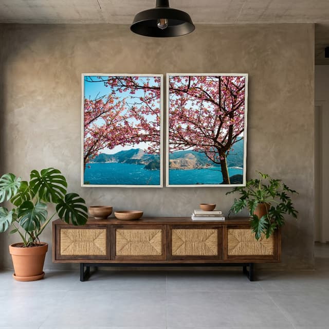 Kit Quadros Decorativos Árvore Rosa