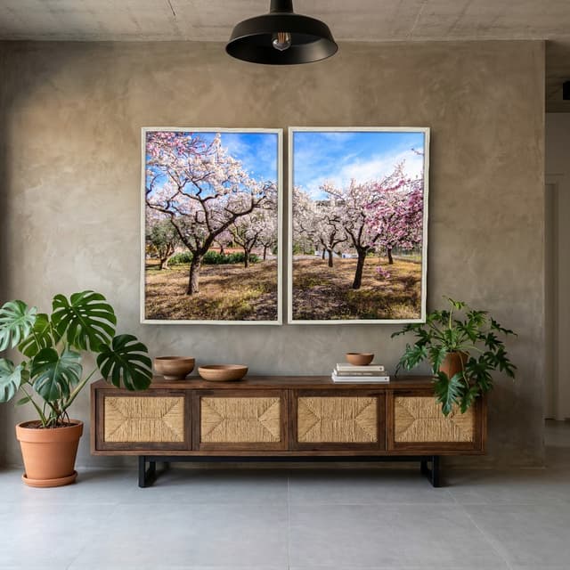 Kit Quadros Decorativos Árvore Rosa