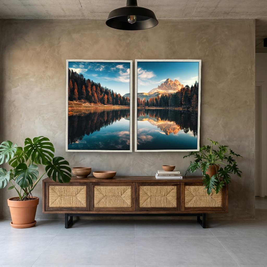 Kit Quadros Decorativos Lago E Montanha