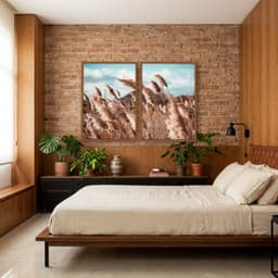 Kit Quadros Decorativos Pampas Marrom