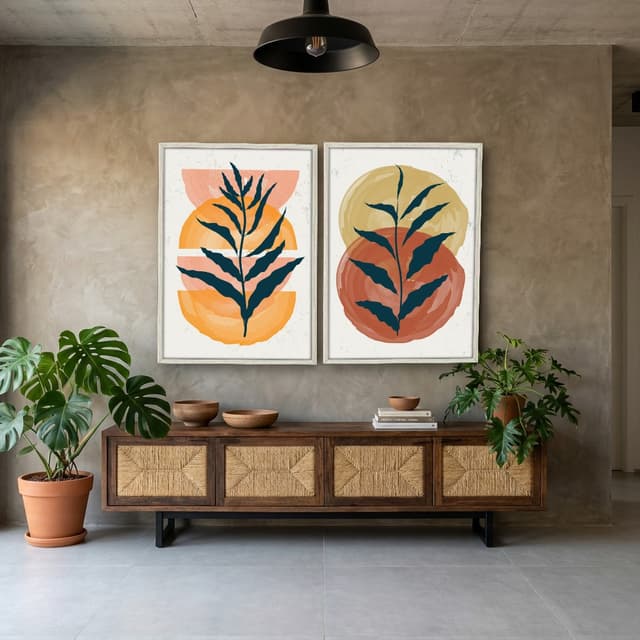 Kit Quadros Decorativos Planta Abstrata