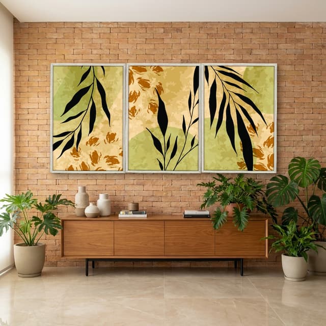 Kit Quadros Decorativos Planta Abstrata