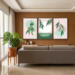 Kit Quadros Decorativos Planta Abstrata