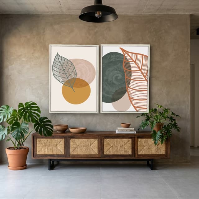 Kit Quadros Decorativos Planta Abstrata