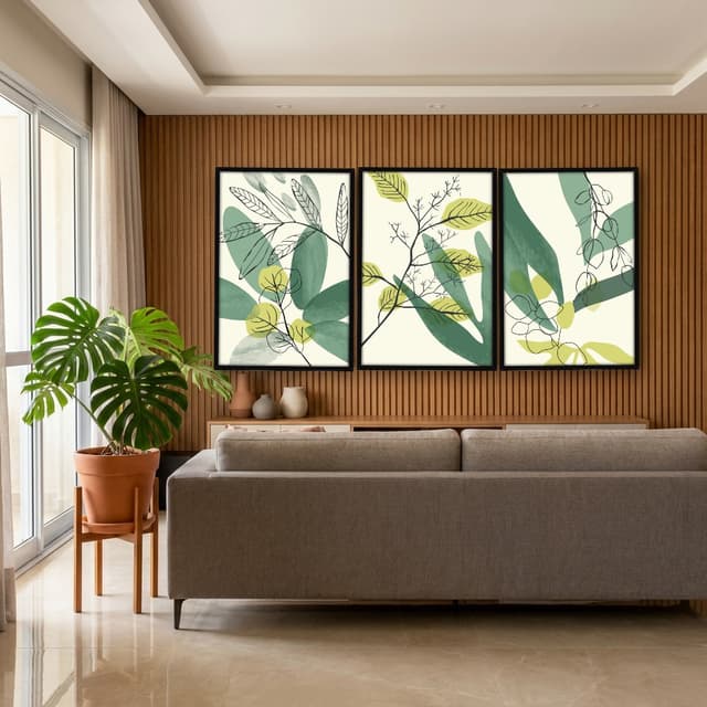 Kit Quadros Decorativos Planta Abstrata