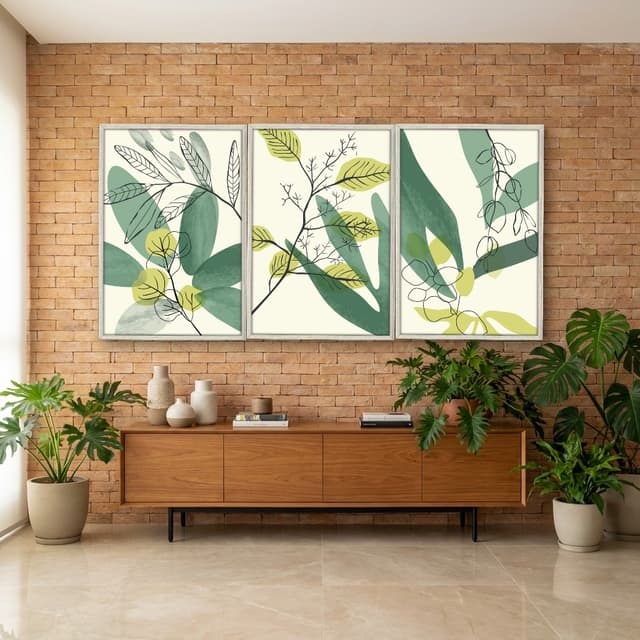 Kit Quadros Decorativos Planta Abstrata