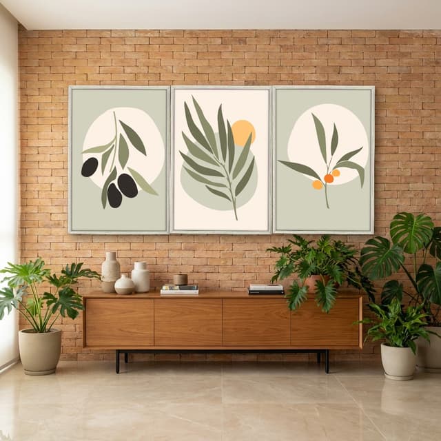 Kit Quadros Decorativos Planta Abstrata