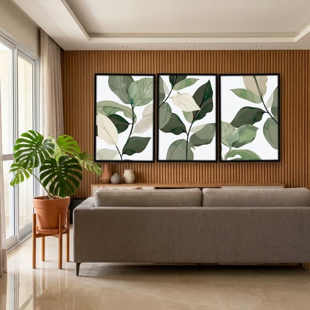 Kit Quadros Decorativos Planta Abstrata