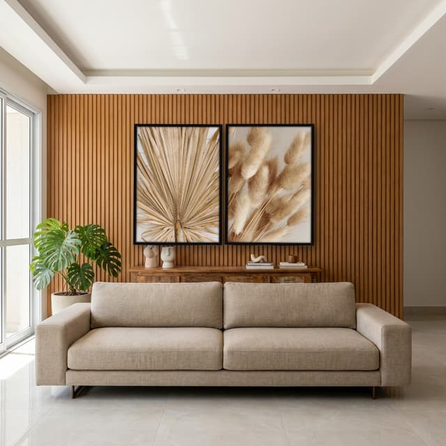 Kit Quadros Decorativos Pampas Marrom