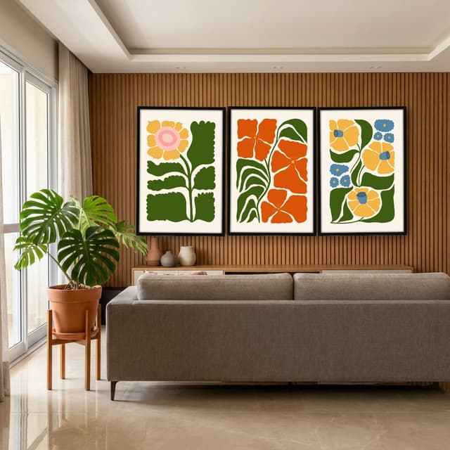 Kit Quadros Decorativos Flora Abstrata