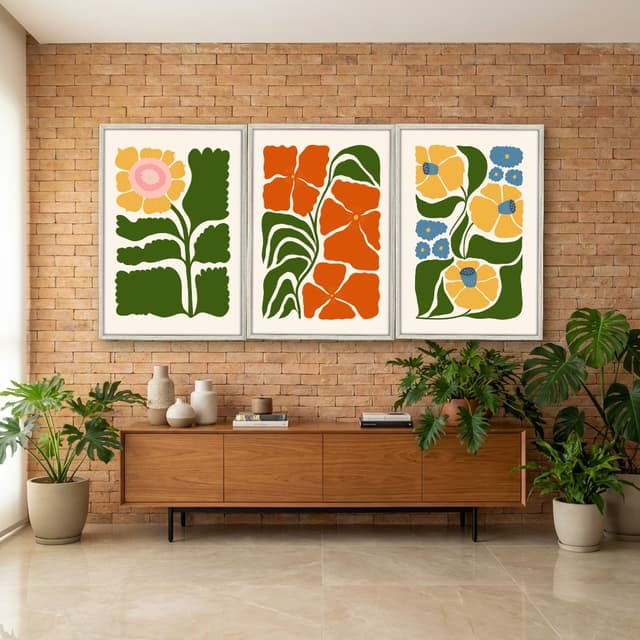 Kit Quadros Decorativos Flora Abstrata
