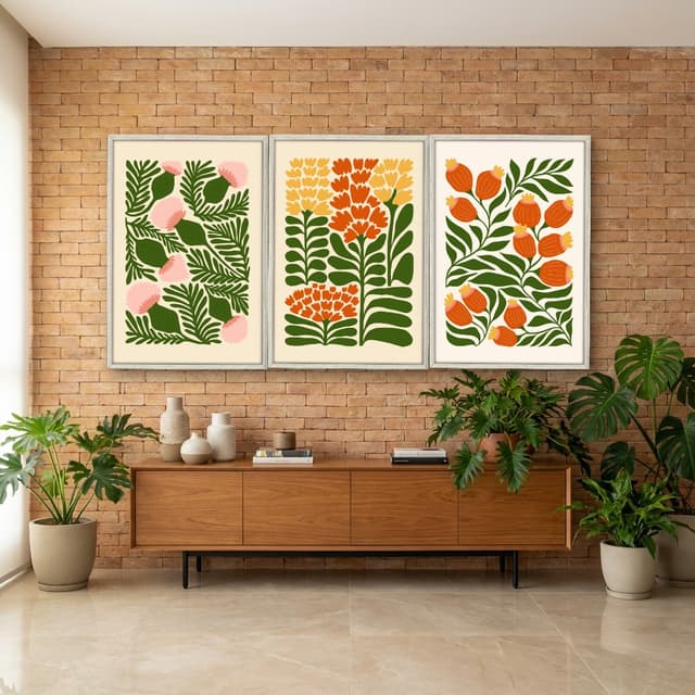 Kit Quadros Decorativos Flora Abstrata