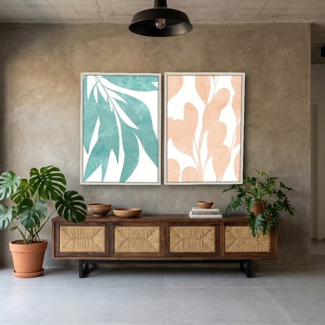 Kit Quadros Decorativos Planta Abstrata