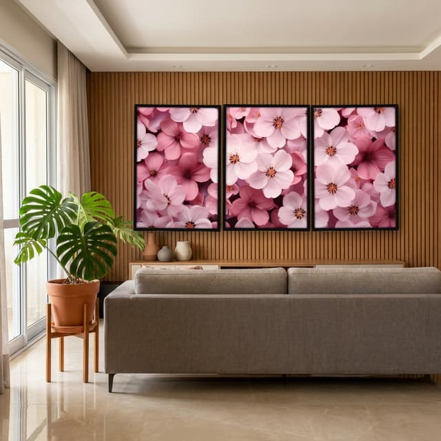 Kit Quadros Decorativos Flor Rosa