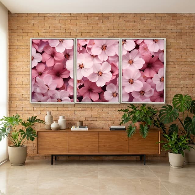 Kit Quadros Decorativos Flor Rosa