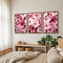 Kit Quadros Decorativos Flor Rosa