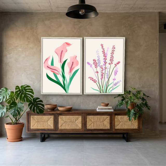 Kit Quadros Decorativos Flora Abstrata