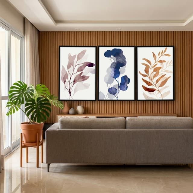 Kit Quadros Decorativos Planta Abstrata
