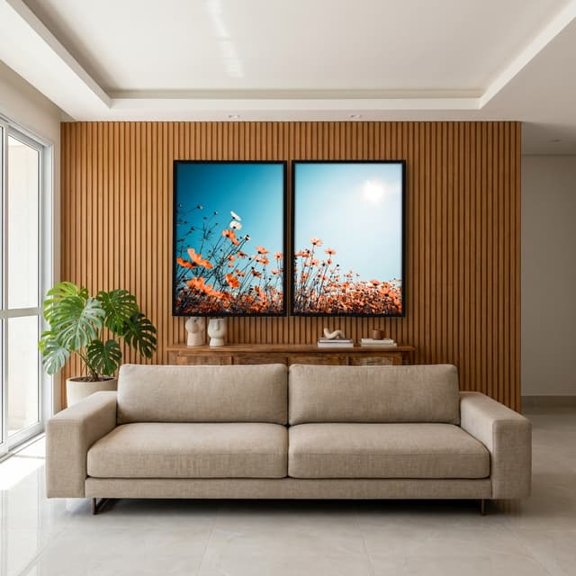 Kit Quadros Decorativos Flor Laranja
