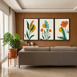 Kit Quadros Decorativos Flor Laranja