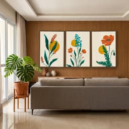 Kit Quadros Decorativos Flor Laranja