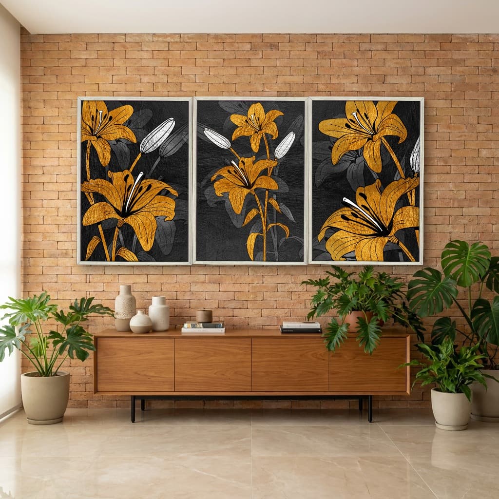 Kit Quadros Decorativos Flora Amarela