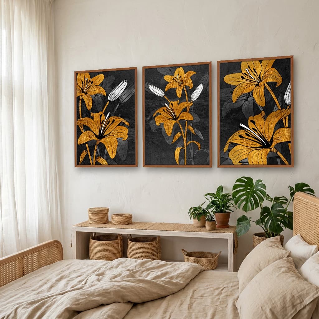 Kit Quadros Decorativos Flora Amarela