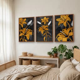 Kit Quadros Decorativos Flora Amarela