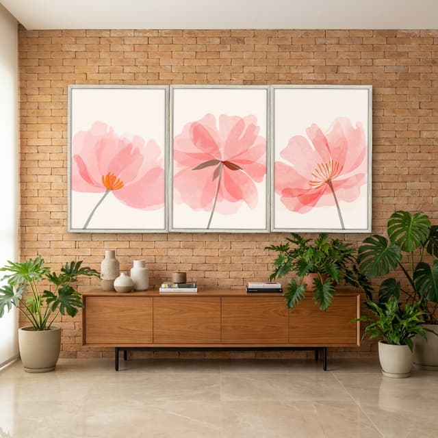 Kit Quadros Decorativos Flor Rosa