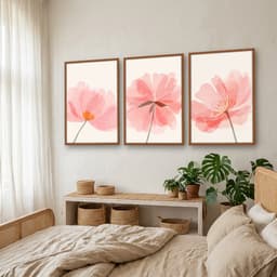Kit Quadros Decorativos Flor Rosa