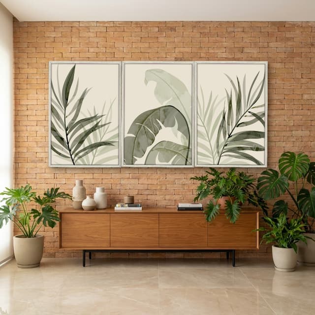 Kit Quadros Decorativos Planta Abstrata