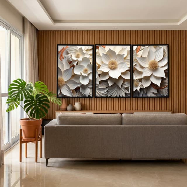 Kit Quadros Decorativos Flor 3D