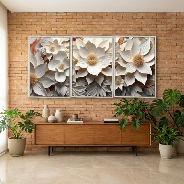 Kit Quadros Decorativos Flor 3D