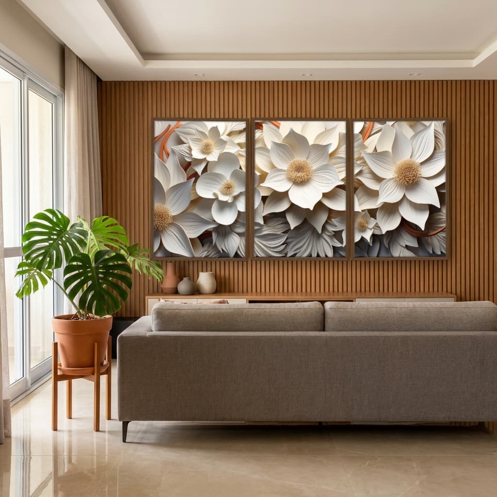 Kit Quadros Decorativos Flor 3D