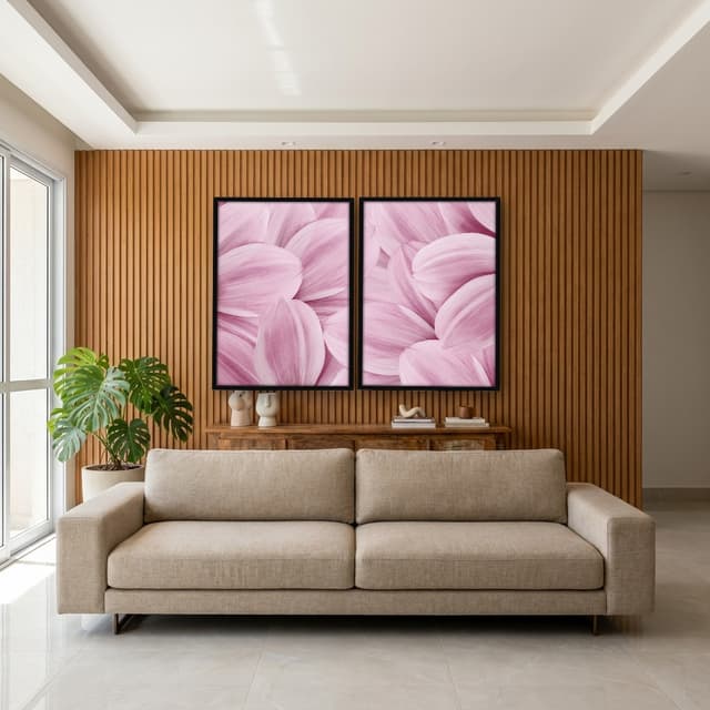 Kit Quadros Decorativos Flor Rosa